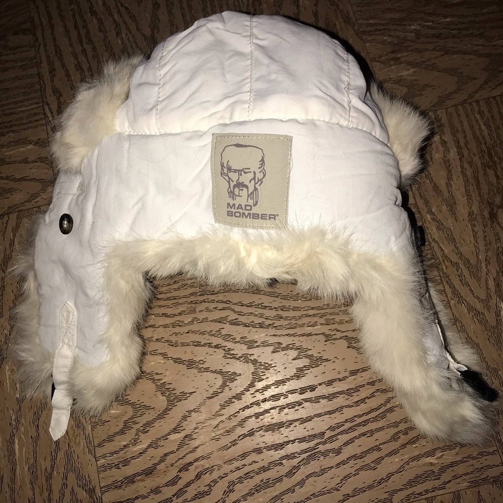 Size small/med white mad bomber hat